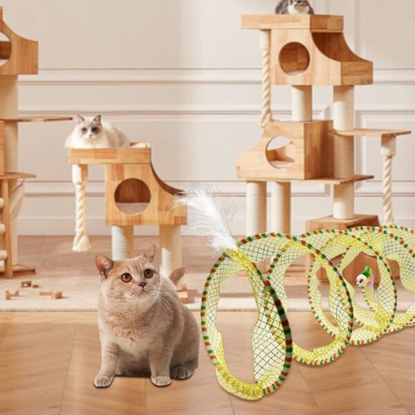 FINEASY Collapsible Cat Tunnel Interactive Cat Toys for Indoor Cats Kitten Cats Feather Mice Teaser Wand S-Shaped Outdoor Play Toys for Kitten Cats, Puppy, Dog, Rabbit - Image 6