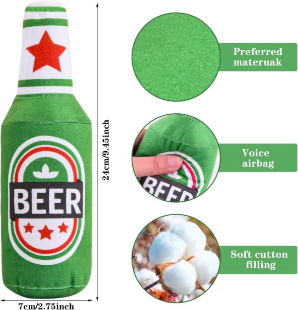 Roseyan Dog Toys Squeaky Dog Toys Interactive Dog Chew Toy for Bordem Beer Bottle Plush Puppy Toys Portable Funny Cute Pet Plush Squeaky Dog Toy for Small Medium Dogs and Other Pets - Image 2