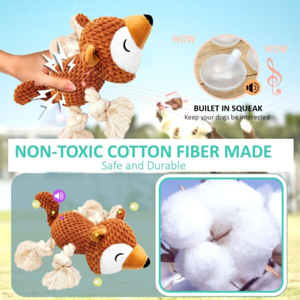 AEITPET Squeaky Dog Toys for Boredom Small Medium Large Dogs, Interactive Dog Toy with Rope Legs, Cuddly Stuffed Soft Plush Puppy Dog Toys with Crinkle Paper, Bite-resistant Cleaning Teeth Funny - Image 2