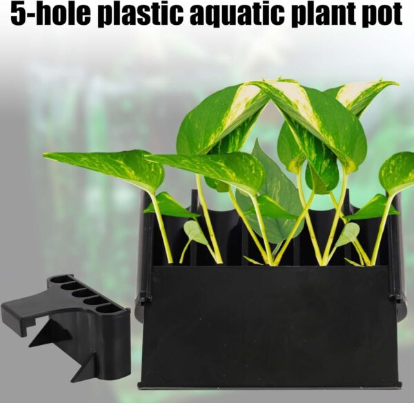 XIHIRCD 2pcs Aquarium Plant Holder, 5 Holes Aquarium Planter Box Plastic Aquatic Plant Cup Holder Hanging Aquarium Plant Basket Rack Stand Hanger Accessory for Fish Tank Decorations - Image 6