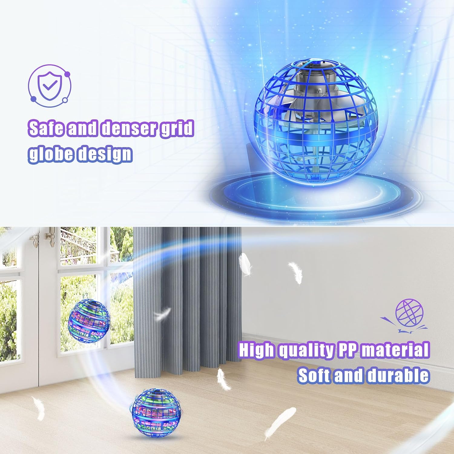 XINHOME Flying Ball Orb Toys 2024,Hover Ball Pro Flying Spinner Toy, UFO RGB Cool Stuff Globe Orbi Magic Boomerang Hand Controller Mini Drone for 8 9 10 11 12 boys girls Kids (Blue) - Image 5