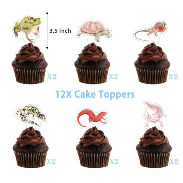 Reptile Birthday Party Decorations Supplies Includes Reptile Swamp Happy Birthday Banner, Hanging Swirls, Cake Topper, Cupcake Toppers and Balloons for Snake Lizard Swamp Animal Theme Party - Image 5