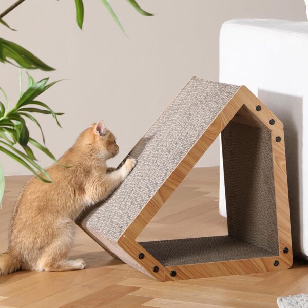 FUKUMARU Cat Scratching Board, Extra Long 41 cm House Shape Scratcher Board for Cats, Resistant Cat Scratching Board Made of Corrugated Paper, Maximum Load 10 KG - Image 4