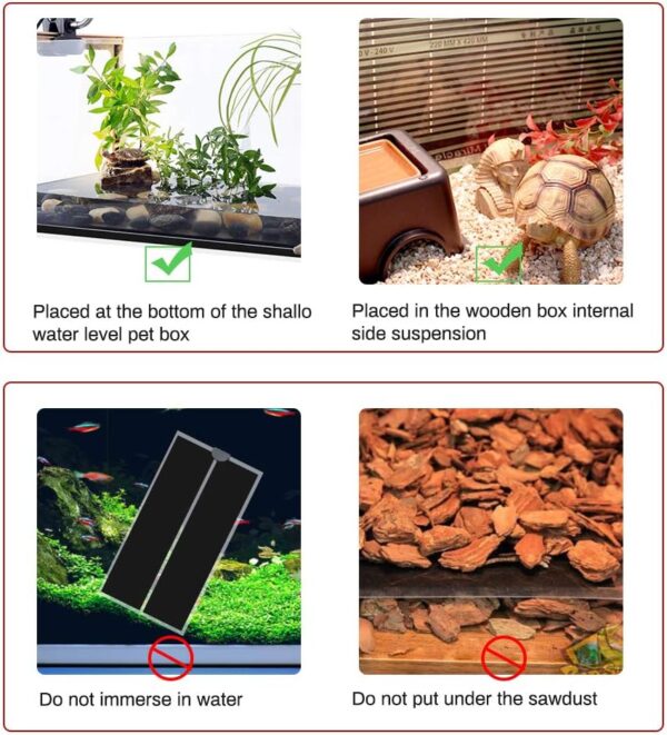 Reptile Heating Mat 5W/7W/14W/20W Waterproof Safety Adjustable Vivarium Pet Tank Warmer Mat Pad with Temperature Control Fit for Reptiles Turtle,Tortoise,Snakes,Lizard,Gecko,Spider,Snails（20W） - Image 4