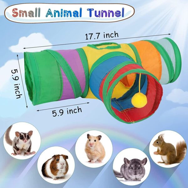 HYLYUN Guinea Pig Tunnels & Tubes Collapsible, 3 Way Tunnels Hides Toys, Portable Small Animal Hideout Hideaway Pet Toys Tunnel for Guinea Pig Chinchilla Ferret Hamster Rat - Image 2