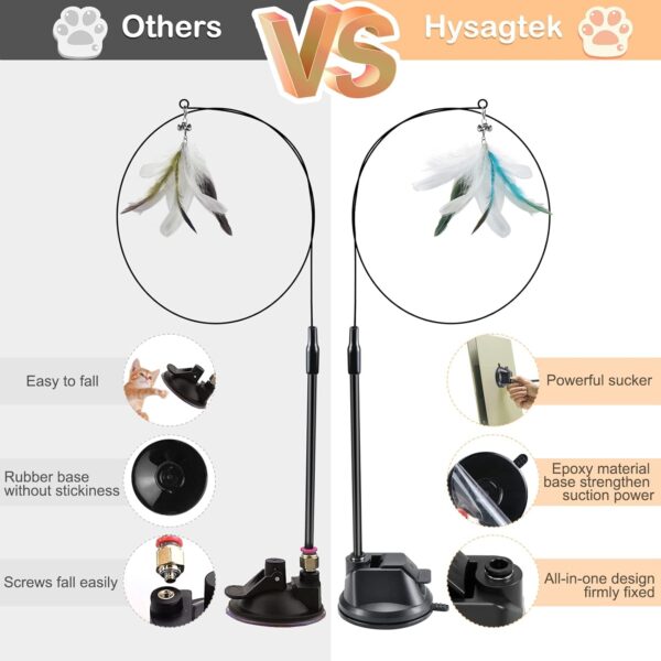 Hysagtek Cat Feather Toys, 9Pcs Interactive Kitten Toys Kits, Bird Feather Pet Teaser Wand for Indoor Cats, 6 Feather Refills and 2 Retractable Cat Teaser Wand with 1 Super Suction Cup - Image 3