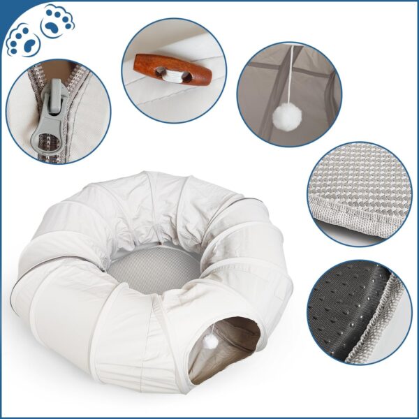 Hibtn Cat Tunnel Bed For Summer Cat Nest Cat Toy Cat Cave Rabbit Tunnels And Hides Cat Channel Donut Circle Shape Foldable Cat Drill Hole Tent Breathable Four Seasons Universal - Image 9