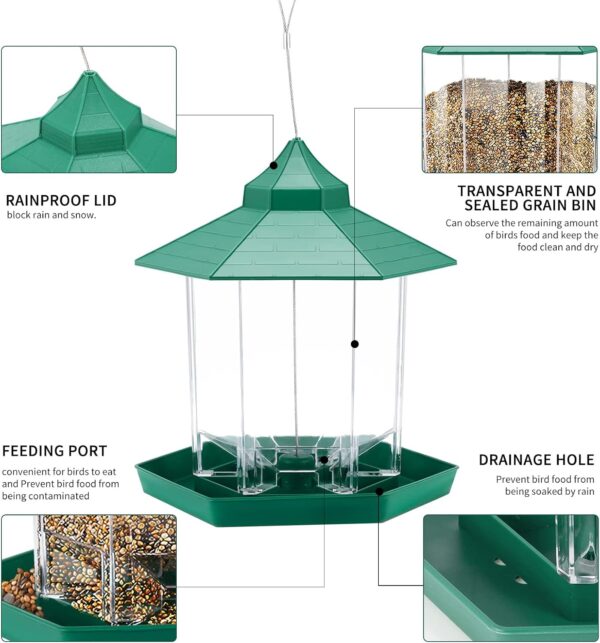 Wild Bird Feeder Bird Food Container Bird Feeder Waterproof Outdoor Pet Supplies Birdfeeder Hanging Wild Bird Feeder Outside Decoration Garden Decoration - Image 4