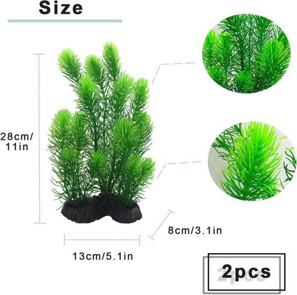 sinzau Aquarium Plant, Artificial Fish Tank Plants Decoration, 28cm, Green, 2 Pieces - Image 3