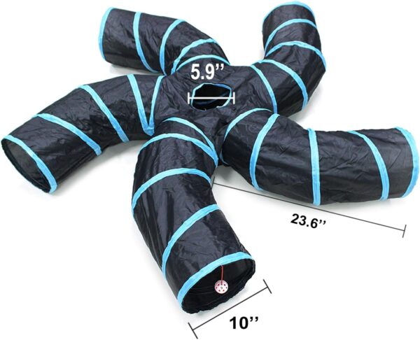 Bemodst S-Type Cat Tunnel, 2 Way/3 Way/4 Way/5 Way Collapsible S-shape Small Animal Tubes Kitty Tunnels Interactive Maze House Toy With Storage Bag For Kitten Puppy Rabbit Guinea Pig (5-Way) - Image 5