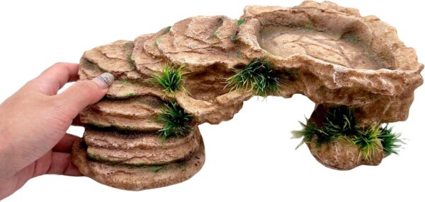 M2cbridge Reptile Hide Resting Step Ledge Cave Hideout Turtle Basking Platform – Great for Reptiles, Amphibians, and Fish (Sandy Brown) - Image 5