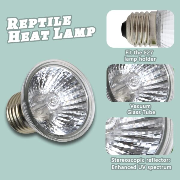 LUCKY HERP Reptile Heat Lamp Bulb 25W 4Pack, UVA UVB Basking Lamp Bulb for Tortoise, E27 Halogen Heat Light for Turtle, Lizard, Bearded Dragon - Image 3