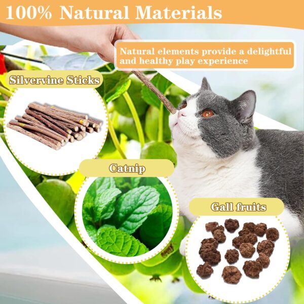 GIAPINST Catnip Sticks For Cats, Natural Matatabi Silvervine Chew Sticks, Catnip Toys for Indoor Cats, Kitten Teething Toys Dental Care, Increase Appetite, Calm Cat Anxiety(21Pcs) - Image 2