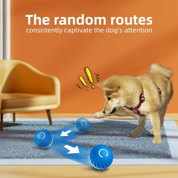FOUR ANGELS Interactive Dog Toys Dog Balls, 67MM Moving Dog Ball for Puppy/Small/Medium Dogs, Durable Motion Activated Automatic Rolling Ball Toys, USB Rechargeable (Blue, Large) - Image 4