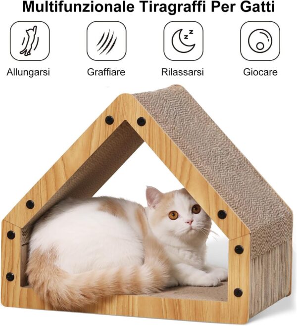 FUKUMARU Cat Scratching Board, Extra Long 41 cm House Shape Scratcher Board for Cats, Resistant Cat Scratching Board Made of Corrugated Paper, Maximum Load 10 KG - Image 3