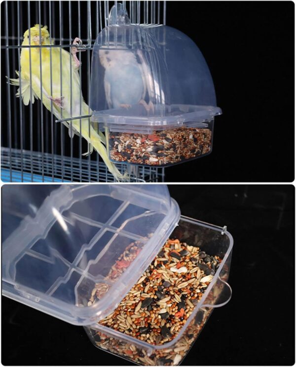 Parakeet Feeder Box Pet Cage Food Container Birds Clear Dispenser Pet Bird Owner Drawer - Image 3