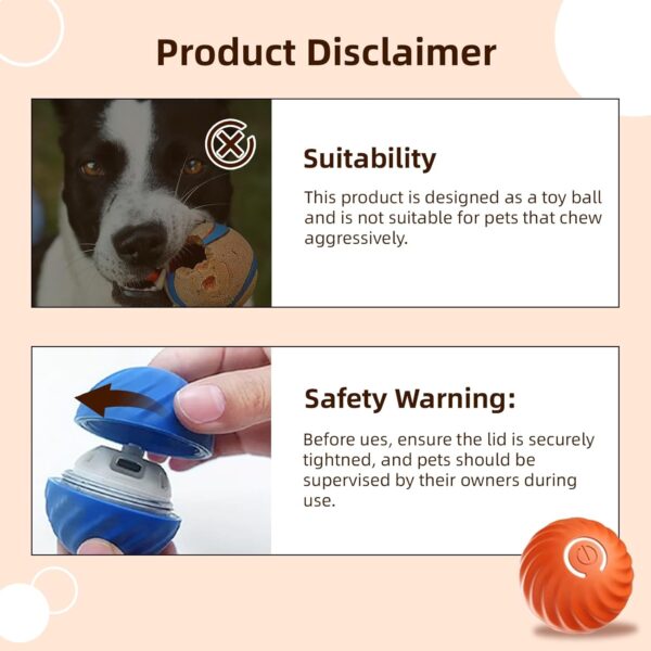 FOUR ANGELS Interactive Dog Toys Dog Balls, 67MM Moving Dog Ball for Puppy/Small/Medium Dogs, Durable Motion Activated Automatic Rolling Ball Toys, USB Rechargeable (Orange, Large) - Image 2