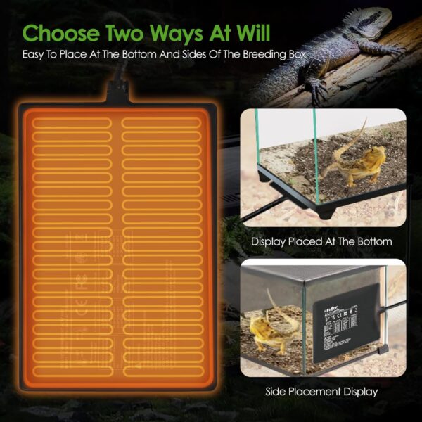8x12inch Reptile Heat Mat with Digital Thermostat,23W Terrarium Heat Mat with IPX7 Waterproof for Gecko/Bearded Dragon/Snake/Lizard/Hermit Crab/Frog/Spider/Insect Breeding/Plant Box,Habistat Heat Mat - Image 5