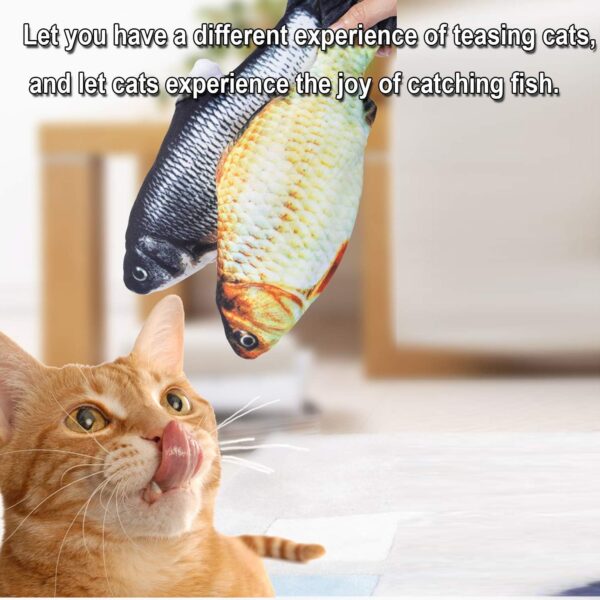 Floppy Fish Cat Toy,Electric Fish Cat Catnip Toy,Plush Simulation Fish Cat Toys for Indoor Cats Pets Flopping/Moving Cat Dog Fish Toy Kitten for Pillow Chew Bite Kick Cat Interactive Toy - Image 6