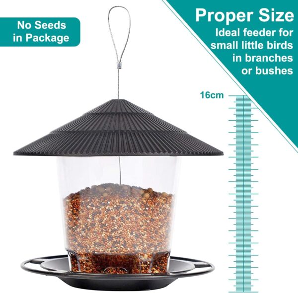 Zeqeey Hanging Bird Mix Seed Feeder Wildlife Bird Food Feeder for Outdoor Garden Seed Blends Sunflower Heart Peanuts Nut Feeding Dunnocks Sparrows Robins Small Birds, Gray - Image 4