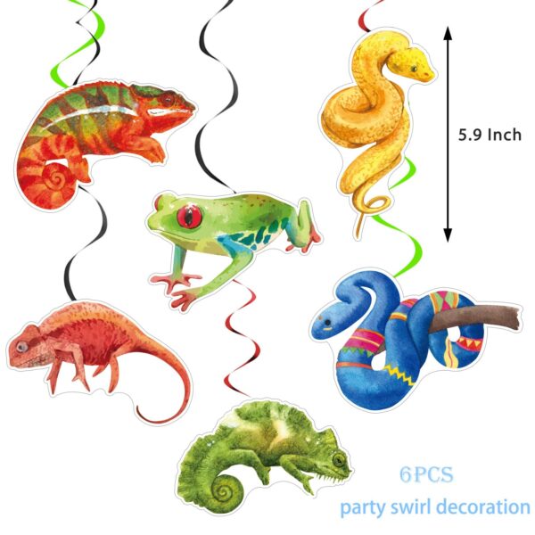 Reptile Birthday Party Decorations Supplies Includes Reptile Swamp Happy Birthday Banner, Hanging Swirls, Cake Topper, Cupcake Toppers and Balloons for Snake Lizard Swamp Animal Theme Party - Image 3