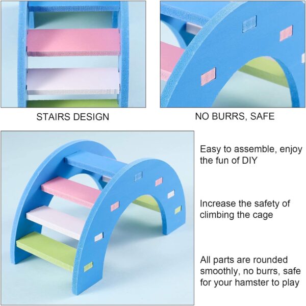 Smilcloud 5 Pcs Lovely Hamster Play Toys, Rainbow Bridge & Seesaw & Swing, Climb and Play Toy, Hamster Chew Toys DIY Hamster Cage Accessories for Small Pets(Blue) - Image 4