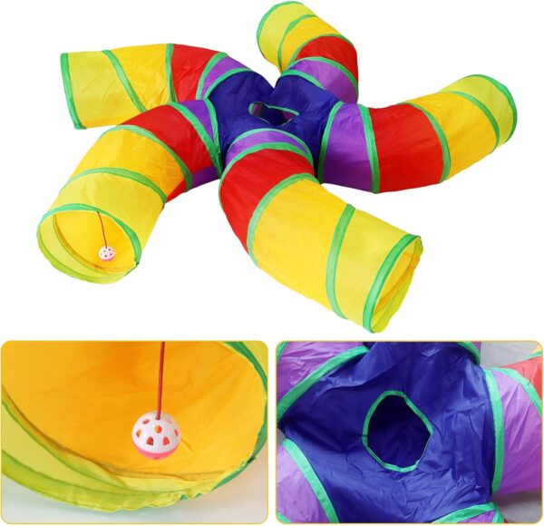 Bemodst Rainbow Cat Tunnel, Cat Toy S-Shaped-5-Way Pet Tunnel, Cat Play Tent interactive Toy Maze Cat House, Collapsible Cat Rabbit Tunnel Tube for Indoor Cats, Rabbits, Hamsters, Puppies and More - Image 6