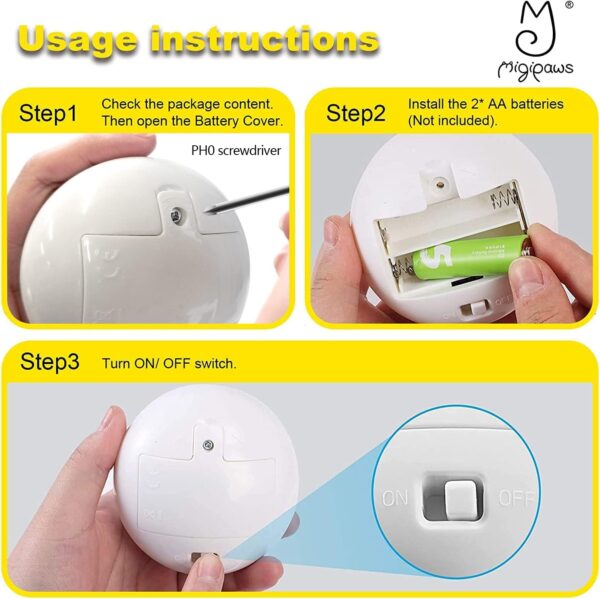 Migipaws Cat Toys,Interactive Butterfly Feather Kitten Toy,Spin with Smart Rolling Ball for Indoor Cats,Self Play Automatic Touch Senser, 3 Refills - Image 6