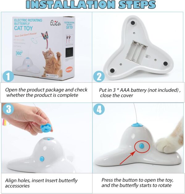 Pawsayes Cats Toys, Cat Toys Interactive for Indoor Cats Adult Kitten, Automatic Rotating Butterfly Cat Toy for Chasing, Interactive Kitten Toys Gifts - Image 4