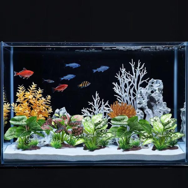 BEGONDIS 2Pcs Reptile Artificial Plants, Terrarium Plants Decorations Supplies, Aquarium Fish Tank Plant, Amphibian Habitat Hideout Tank (White) - Image 3