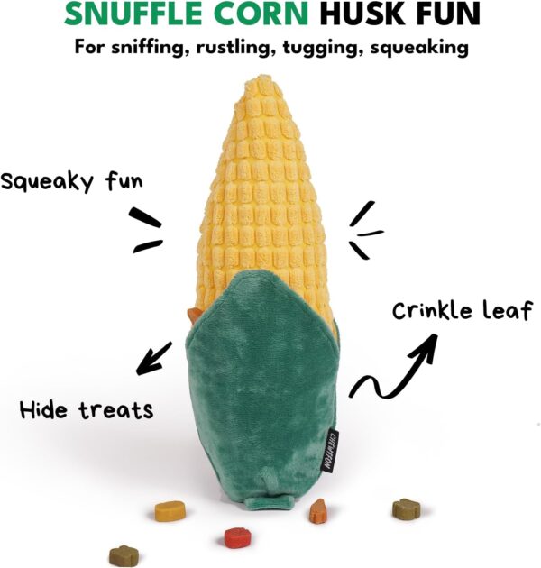 CHEWFFON Dog Toys, Soft Plush Corn Shape Dog Chew Toy with Squeaker for Small Medium and Large Dogs, Interactive Crinkle Puppy Puzzle Toys - Image 3