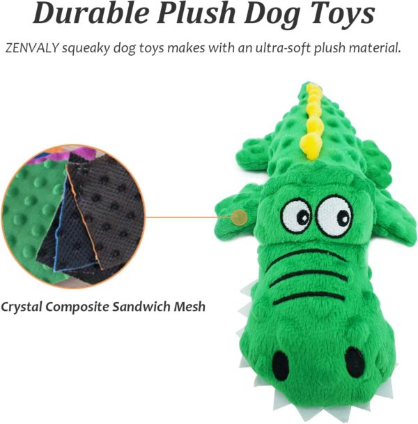 ZENVALY Dog Plush Toy, Interactive Squeaky Dog Toys, Soft Plush Pet Toy, Crocodile Toys for Puppy, Tough Chew Toys, Durable Dog Training Toys for Small and Medium Dogs, Blue - Image 3
