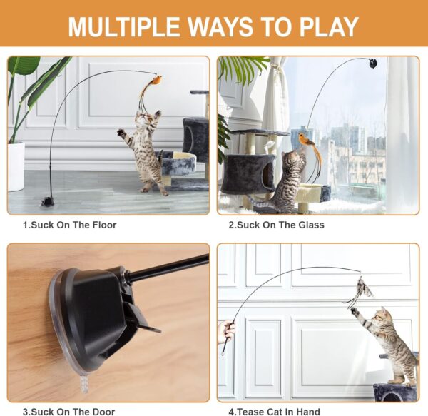 EASY JOY Cat Interactive Toys for Indoor, Cat Toys Feather Refill Flying Bird Kitten Toy, Cat Toys Dangle for Exercising Eliminating Boredom (9PCS) - Image 2