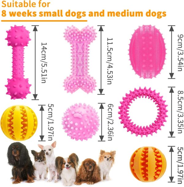 Puppy Dog Teething Toys, 7pcs Puppy Chew Toy Set with Ball, Indestructible Interactive Squeaky Dog Toys Dog Chew Toys Dog Teeth Cleaning Treat Dispensing Toys for 8 Weeks Small Puppies and Medium Dogs - Image 6