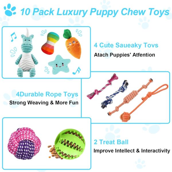 Kapetgo 10 Pack Dog Toys Puppy Toys from 8 Weeks Small Dog Interactive Rope Toys Indestructible Tough Puppy Chew Toys，Gift for Small Dogs (Blue Unicorn) - Image 4