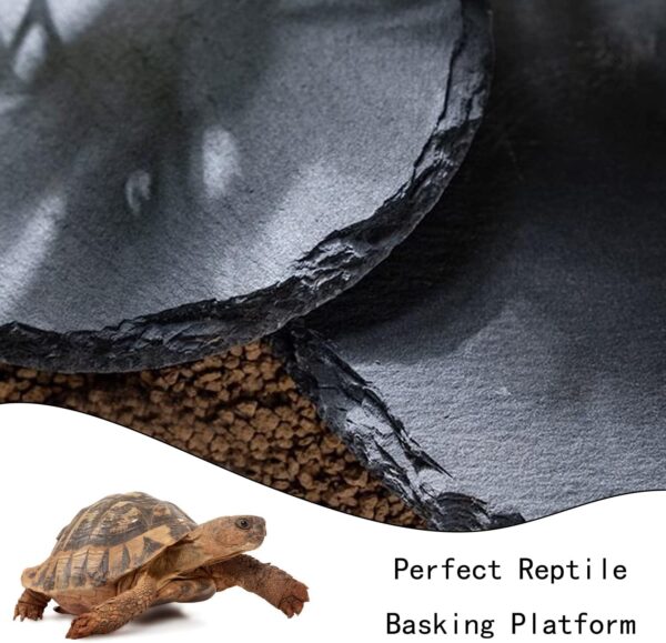 MFUOE Tortoise Slate Pad Aquarium Slate Turtle Bathing Resting Platform Reptile Habitat Platform Feeding Dish (Square) - Image 2