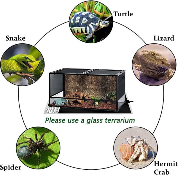 Lucky Farm 20W Reptile Vivarium Heat Mats Pets Heating Pad for for Turtle,Snakes,Lizard,Gecko Plants Seeding Heat Pads Adjustable Amphibian Tank Warmer Mat (20W 42x28 cm) - Image 5