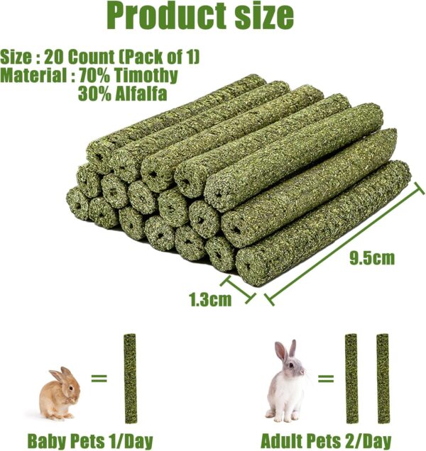TOKAYIFE Rabbit Chew Toys, 210g Rabbit Treats Natural Timothy Hay Sticks Boredom Breakers for Rabbits, Chinchillas, Guinea Pigs, Hamster, Hedgehogs (20 pcs) - Image 5