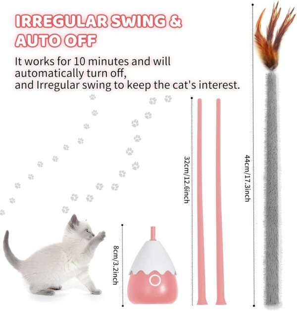 lifefav Cat Toys for Indoor Cats, Electronic Interactive Cat Toys, Upgraded Automatic Plush & Silicone Tail Teaser Toy 2 in 1 Cat Wand Toy, Rechargeable Exercise Toy for Kitten (Pink) - Image 6