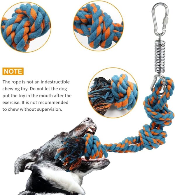 Spring Pole Dog Rope Toys, Interactive Dog Tug Toy with Dog Rope Toys and a Big Spring Pole Kit, for Small to Large Dogs, for Tug of War, Bite Training,Outdoor Hanging Exercise - Image 3