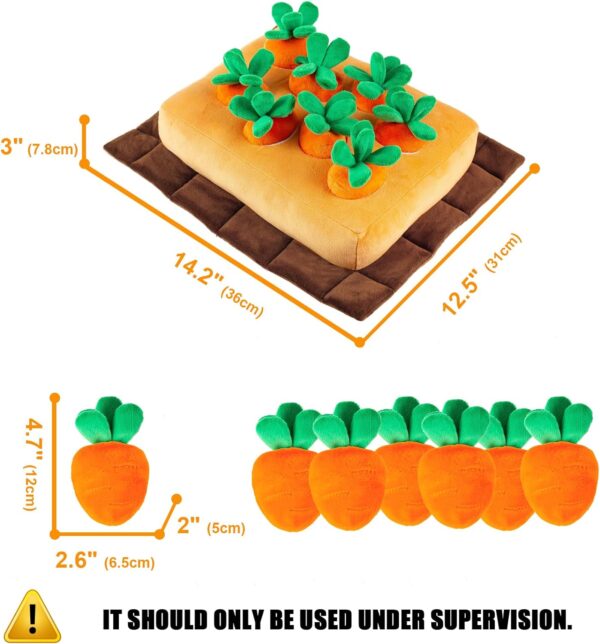 JOYELF Hide and Seek Plush Dog Toys, Interactive Squeak Dog Toys Teething Chew Toys Plush Carrot Field Educational Toys for Small Medium Large Dogs and Cats with 8 Carrots - Image 2