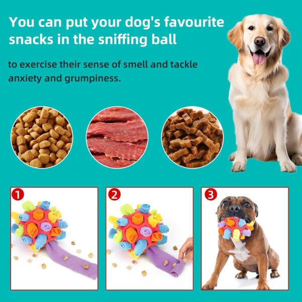 Houkary Snuffle Ball for Dogs, Interactive Dog Toys, Dog Enrichment Foraging Snuffle Ball, Soft Dog Treat Ball, Dog Puzzle Toy, Dog Brain Stimulating Toys for Small Medium Pet Puppy (Red) - Image 3