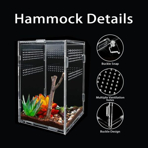 Reptile Feeding Box 25x15x15cm, Transparent Acrylic Reptile Terrarium Reptile Habitat Breeding Box Insect Feeding Box with Vents Anti-Escape Design for Spiderlings,Horned Frog,Beetles,Pet Snakes - Image 3