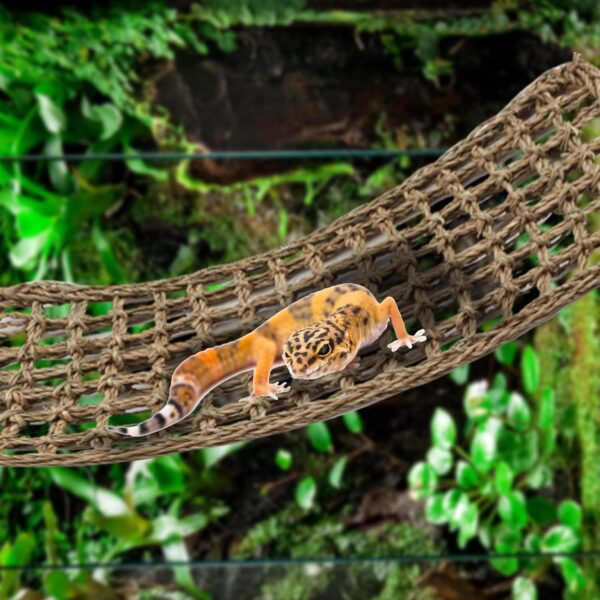 QUOZUO Bearded Dragon Hammock Reptile Hide decor, Leopard Gecko Tank Accessories Reptile Hammock with Jungle Climbing Vines Hanging Plants Artificial Leaves for Chameleon, Lizards, Gecko, Snakes - Image 5