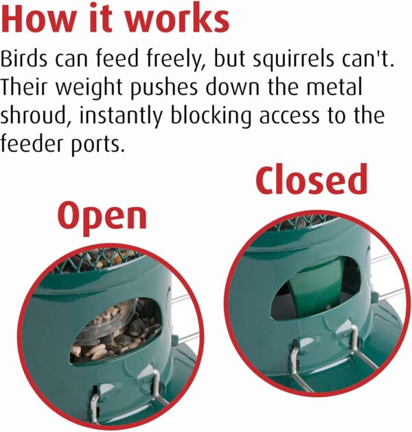 Squirrel Proof Bird Feeder for Seeds - Jacobi Jayne® Squirrel Buster® Seed Bird Feeder – Pigeon Proof Metal Bird Seed Feeder for Wild Birds – Easy Clean Hanging Seed Bird Feeder for Garden Birds - Image 2