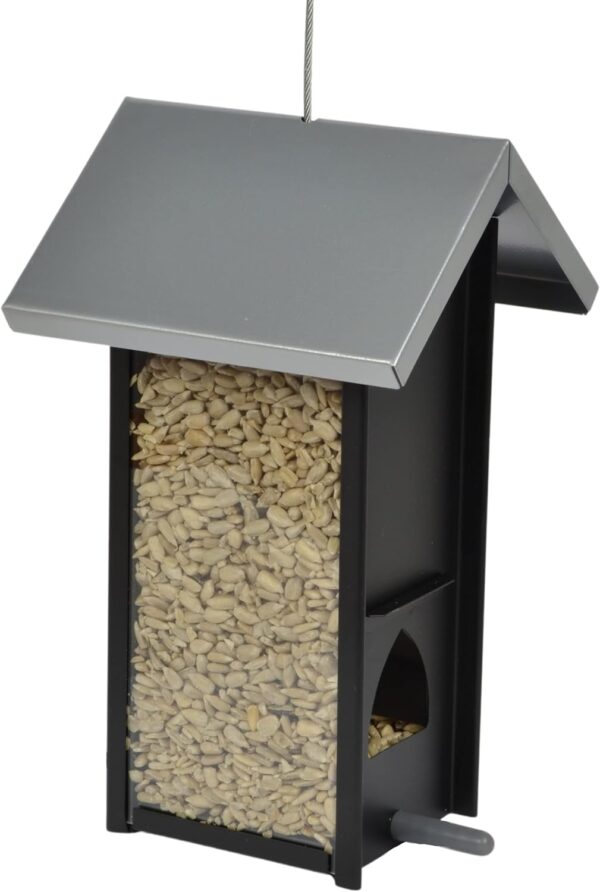 Supa Cambridge Wild Bird Seed Feeder, House Shaped Contemporary Feeder, Ideal For Small & Medium Sized Garden Birds, Black - Image 2