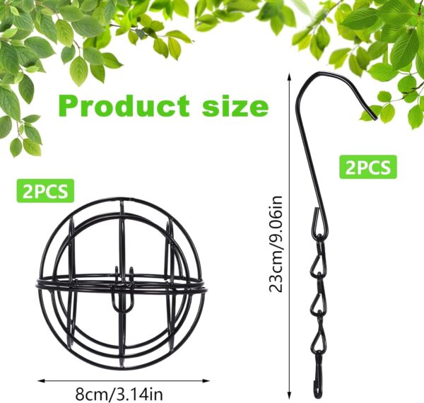 2 Pcs Fat Ball Feeders Hanging, Hanging Bird Feeder Metal Fat Ball Bird Holder with S-shaped hooks, Bird Feeders Fat Balls for Outdoor Garden Wildlife Birds Finch Sparrow Robin - Image 2