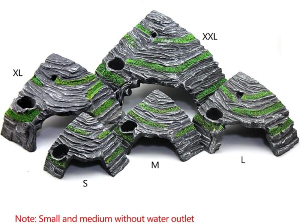 Reptile Hideout Caves Turtle Ramp Basking Platform Habitat Shelter Decor Humidify Hide Cave Resin Rock (L) - Image 8