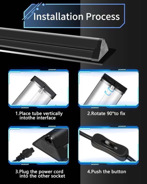 LUCKY HERP T5 Reptile Light Fixture Combo Kit 24W, 30% UVA+10% UVB Light Reptile Kit(Up to 200%), 100-250V UVA UVB Reptile Light for Amphibian, Tortoise, Lizard, Bearded Dragon - Image 4