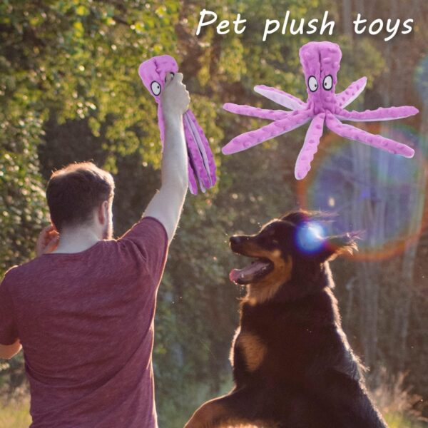 RAYITO Octopus Dog Toys, No Stuffing Squeaky Dog Toys Interactive Octopus Dog Chew Toys with Crinkle Paper for Small Medium Dogs Playing and Training (Purple) - Image 5
